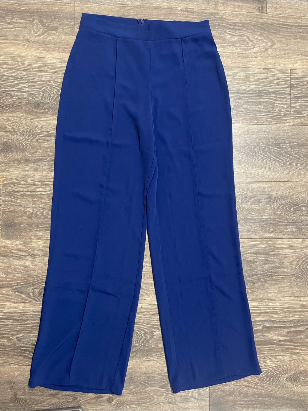 Wide-Leg High-Waist Pants in Deep Blue career professional bottoms xL